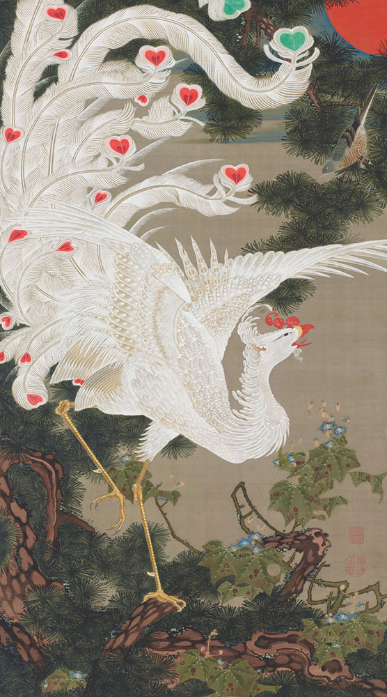 “White Phoenix on an Old Pine Tree” from Colorful Realm of Living Beings Ito Jakuchu. Edo period, circa 1766. National Treasure
